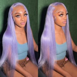 Light Purple Lace Frontal Wig 13x6 Purple Lace Front Human Hair Wig Brazilian Pre Plucked Long Straight Lavender Color Lace Wigs