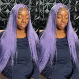 Light Purple Lace Frontal Wig 13x6 Purple Lace Front Human Hair Wig Brazilian Pre Plucked Long Straight Lavender Color Lace Wigs