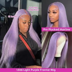 Light Purple Lace Frontal Wig 13x6 Purple Lace Front Human Hair Wig Brazilian Pre Plucked Long Straight Lavender Color Lace Wigs