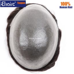 Premium Durable Knotted Microskin Male Hair Prosthesis 0.12MM Men's capillary prothesis Men's Wig 100% Human Hair Wigs for Men