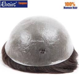 Premium Durable Knotted Microskin Male Hair Prosthesis 0.12MM Men's capillary prothesis Men's Wig 100% Human Hair Wigs for Men
