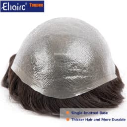 Premium Durable Knotted Microskin Male Hair Prosthesis 0.12MM Men's capillary prothesis Men's Wig 100% Human Hair Wigs for Men