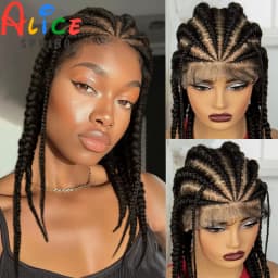 18 Inch Cornrow Braided Wigs Synthetic Full Lace Braids Wigs For Black Women Transparent Lace Front Braided Wigs With Baby Hair