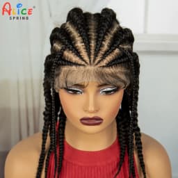 18 Inch Cornrow Braided Wigs Synthetic Full Lace Braids Wigs For Black Women Transparent Lace Front Braided Wigs With Baby Hair