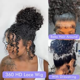 Deep Wave 360 Lace Front Wigs Human Hair 38 Inch HD Full Lace Front Wigs Human Hair Pre Plucked with Drawstring 250 Density Curly Wig for Women