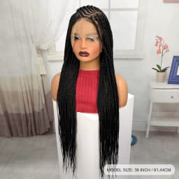 Synthetic Full Lace Cornrow Braided Wigs Natural Braiding Hair Wigs Box Braided Lace Wigs with Baby Hair for Black Women