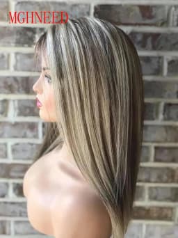 Highlight Human Hair Colored Wigs For Women Ash Grey Black Blonde 360 Straight Lace Frontal Wig Hd Transparent Lace Brazilian
