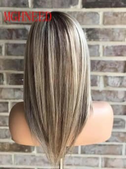 Highlight Human Hair Colored Wigs For Women Ash Grey Black Blonde 360 Straight Lace Frontal Wig Hd Transparent Lace Brazilian