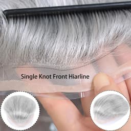 #1B80 Grey Men Toupee Human Hair Piece Natural Hairline Lace&Mono&PU Breathable Lace Front Male Wig Men's Replacement Prosthesis