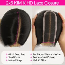 2x6 HD Lace Closure Only Body Wave Human Hair Pre Plucked Skinlike Deep Parting Kim K Closure Invisible Swiss Lace Remy Hair