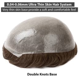 Double Knotted Silicone Microskin Toupee Men Male Hair Prosthesis Natural Human Hair Men's Wigs Durable Capillary Prothesis