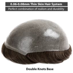 Double Knotted Silicone Microskin Toupee Men Male Hair Prosthesis Natural Human Hair Men's Wigs Durable Capillary Prothesis