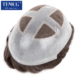 Toupee Men Invisible Hairline Lace With 0.04mm Soft PU Male Hair Prosthesis Breathable Men Wig Natural Human Hair System For Men