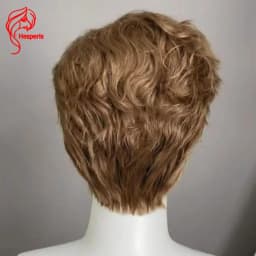 Hesperis Brown Wavy Lace Front Human Hair Men's Wig Brazilian Remy Pixie Short Cut Male Wigs Pre Pulcked Boy Human Hair Wigs