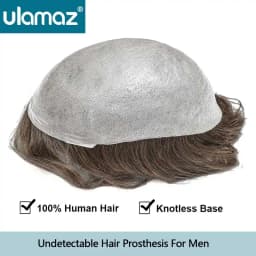 Undetectable Male Hair Prosthesis 0.02-0.03mm Ultra Thin Skin Toupee Human Hair Men's Wig 80% Density Realistic Man Hair System