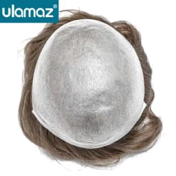 Undetectable Male Hair Prosthesis 0.02-0.03mm Ultra Thin Skin Toupee Human Hair Men's Wig 80% Density Realistic Man Hair System
