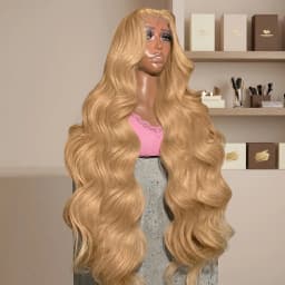220% Body Wave 27# Honey Blonde 13x6 HD Lace Front Human Hair Wigs 32 Inch Brazilian 13x4 Preplucked Colored Lace Frontal Wigs