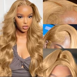 220% Body Wave 27# Honey Blonde 13x6 HD Lace Front Human Hair Wigs 32 Inch Brazilian 13x4 Preplucked Colored Lace Frontal Wigs