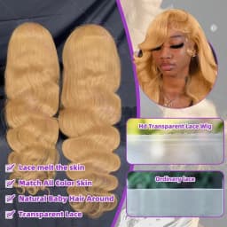 220% Body Wave 27# Honey Blonde 13x6 HD Lace Front Human Hair Wigs 32 Inch Brazilian 13x4 Preplucked Colored Lace Frontal Wigs