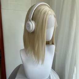 Light Blonde Shoulder Length 13x4 Synthetic Lace Front Wigs Women Middle Part Short Straight Wigs Glueless Wigs 150% Density
