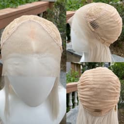 Light Blonde Shoulder Length 13x4 Synthetic Lace Front Wigs Women Middle Part Short Straight Wigs Glueless Wigs 150% Density