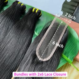 Straight Bundles With 2x6 HD Invisible Lace Closure Human Hair Natural Color Vietnamese Raw Hair Weaving Extensions For Women