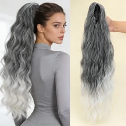 Synthetic Water Wave Claw Clip Ponytail Black Blonde Heat Resistant Fiber Fluffy Messy Ponytail Hair Extensions For Women