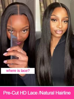 5x5 Pre Cut Hd Lace Closure Wigs 230% Glueless Wigs Human Hair Ready To Wear Bone Straight Lace Front Wigs Human Hair For Women