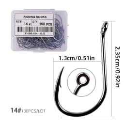Aorace 100pcs/Box Fishing Hooks Iseama Circle Carp Eyed Fishing Hook Set Size 2-15# Ring Eye Japan Fishhooks Single Jig Hook