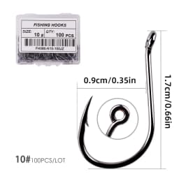 Aorace 100pcs/Box Fishing Hooks Iseama Circle Carp Eyed Fishing Hook Set Size 2-15# Ring Eye Japan Fishhooks Single Jig Hook