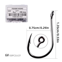 Aorace 100pcs/Box Fishing Hooks Iseama Circle Carp Eyed Fishing Hook Set Size 2-15# Ring Eye Japan Fishhooks Single Jig Hook