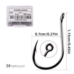 Aorace 100pcs/Box Fishing Hooks Iseama Circle Carp Eyed Fishing Hook Set Size 2-15# Ring Eye Japan Fishhooks Single Jig Hook