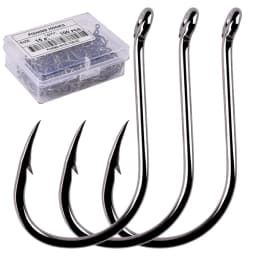 Aorace 100pcs/Box Fishing Hooks Iseama Circle Carp Eyed Fishing Hook Set Size 2-15# Ring Eye Japan Fishhooks Single Jig Hook