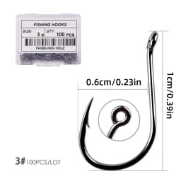Aorace 100pcs/Box Fishing Hooks Iseama Circle Carp Eyed Fishing Hook Set Size 2-15# Ring Eye Japan Fishhooks Single Jig Hook