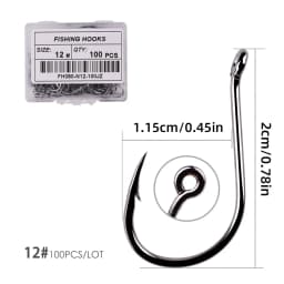 Aorace 100pcs/Box Fishing Hooks Iseama Circle Carp Eyed Fishing Hook Set Size 2-15# Ring Eye Japan Fishhooks Single Jig Hook