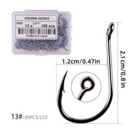Aorace 100pcs/Box Fishing Hooks Iseama Circle Carp Eyed Fishing Hook Set Size 2-15# Ring Eye Japan Fishhooks Single Jig Hook