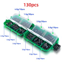 DNDYUJU 25-130pcs/box Lead Sinker Fishing Ruler Lead Set Quick Replace 1.5g-5.0g Weight Sinkers Fishing Accessories Tackle Pesca