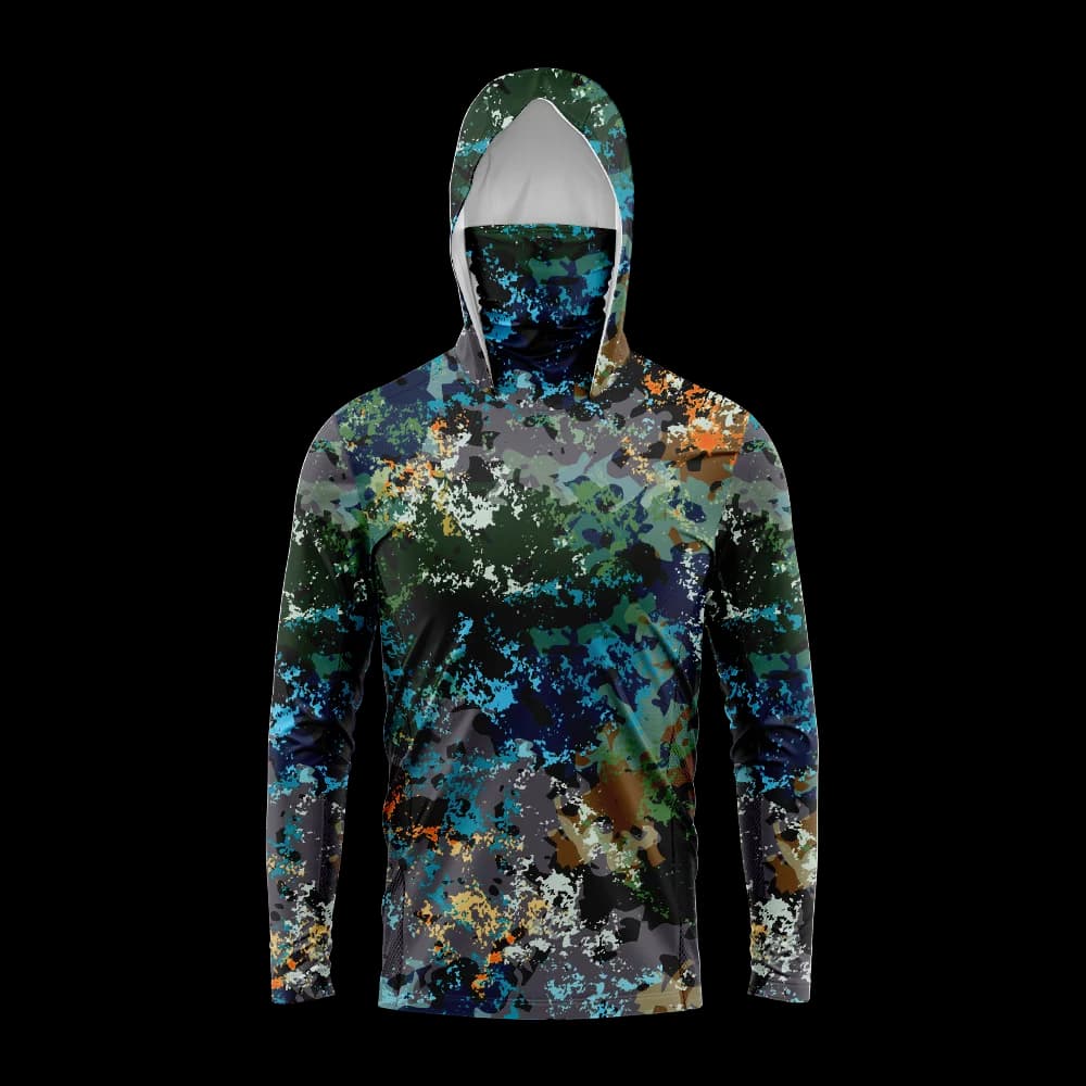 Men Hood Fishing Shirt long sleeve fishing t shirt uv protection Fishing Apparel