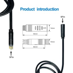 E-Bike Motor Female to Male Extension Cable 9 Pin Waterproof Wheel Motor Extension Cord