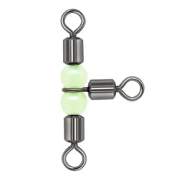 DNDYUJU 10pcs 3 Way Rolling Cross Line Swivels Fishing With Luminous Beads Fishing Tee Hooks Line for Fishing Accessories Tackle