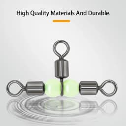 DNDYUJU 10pcs 3 Way Rolling Cross Line Swivels Fishing With Luminous Beads Fishing Tee Hooks Line for Fishing Accessories Tackle