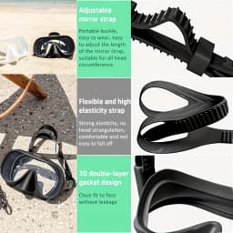 Frameless Diving Mask HD Panoramic Ultra Wide View Tempered Glass Snorkeling Swimming Goggles Suitable for Adults