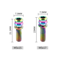 MUQZI 6PCS Titanium Bolts M5x15 M5x17 Bicycle Handlebar Stem Screw With Washer