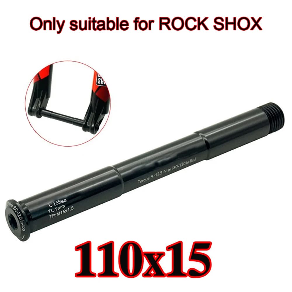 Mountain Bike Thru Axle 158mm Front Hubs Tube Boost Shaft for ROCK SHOX Front Fork 110*15mm Frame Road Bicycle Lever Accessories