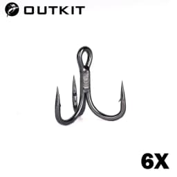 OUTKIT 10pcs 6x Strong Super Sharp Round Treble Hook Antirust High Carbon Steel 2 4 6 8# Sea Treble Hooks Fishing Tackle