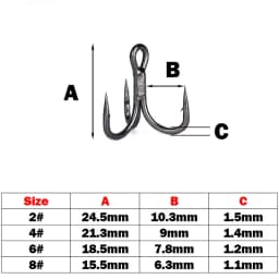 OUTKIT 10pcs 6x Strong Super Sharp Round Treble Hook Antirust High Carbon Steel 2 4 6 8# Sea Treble Hooks Fishing Tackle