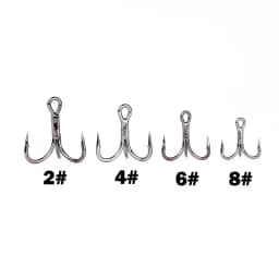 OUTKIT 10pcs 6x Strong Super Sharp Round Treble Hook Antirust High Carbon Steel 2 4 6 8# Sea Treble Hooks Fishing Tackle