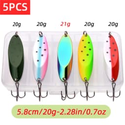 5PCS 3g-21g Luminous Fishing Metal Spoon Lure Hard Baits Bass Silver Spoon Fishing Lure Pesca Tackle Wobblers Isca Artificial