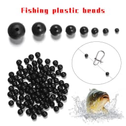 100PCS 3mm-12mm Plastic Black Round Fishing Floats Beads Spacer Stopper Soft Hard Beans Fishing Lures Bait Hook Rig Accessories
