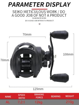 Max Drag 12kg Left/Right hand Baitcasting Reel High Speed 7.2:1 Gear Ratio Fresh Saltwater Magnetic Brake System Ultralight Reel